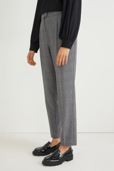 Donna - Pantaloni - vita alta - slim fit - a quadretti - grigio / nero