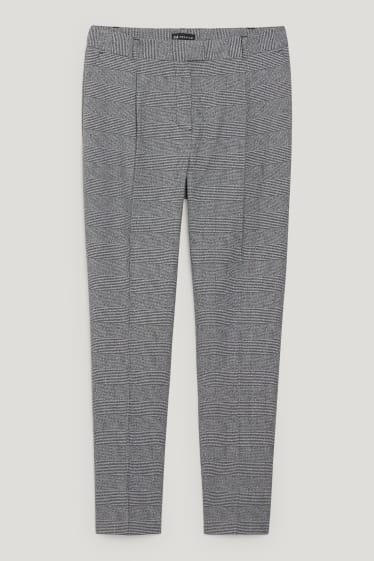 Donna - Pantaloni - vita alta - slim fit - a quadretti - grigio / nero