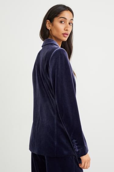 Women - Velvet blazer - regular fit - dark blue