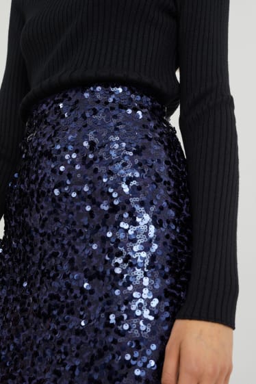 Donna - Gonna in paillettes - blu scuro
