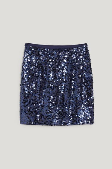 Donna - Gonna in paillettes - blu scuro