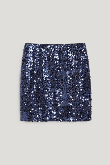 Donna - Gonna in paillettes - blu scuro