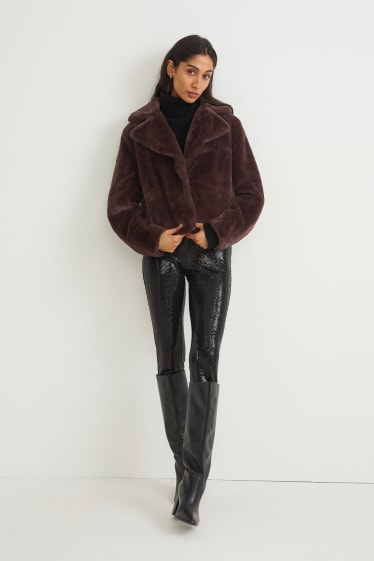 Femmes - Veste en fausse fourrure - marron
