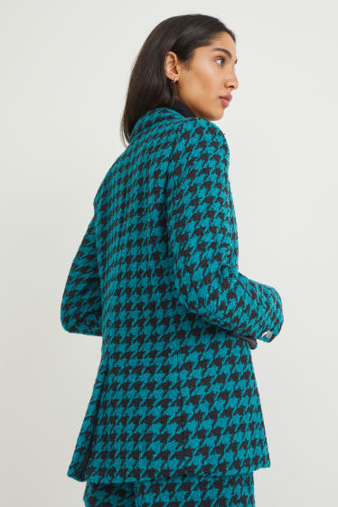 Women - Bouclé blazer - regular fit - patterned - dark turquoise