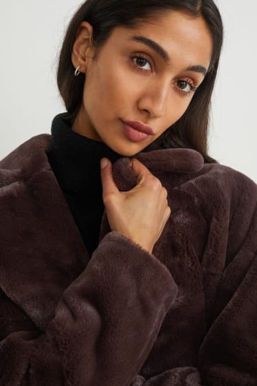 Femmes - Veste en fausse fourrure - marron