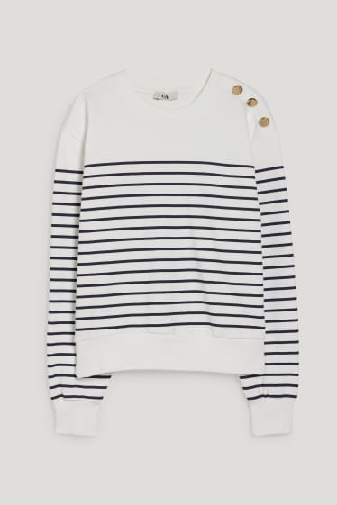 Women - Sweatshirt - striped - cremewhite
