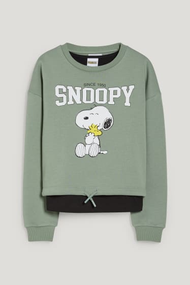 Filles - Peanuts - ensemble - top et sweat - 2 pièces - vert clair
