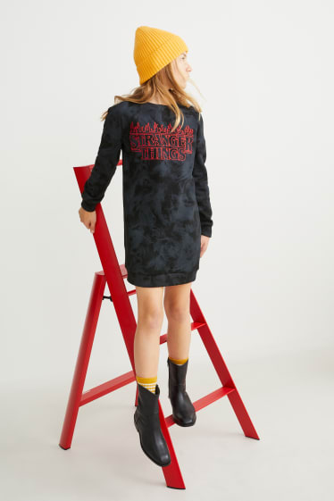 Bambine: - Stranger Things - vestito di felpa - nero