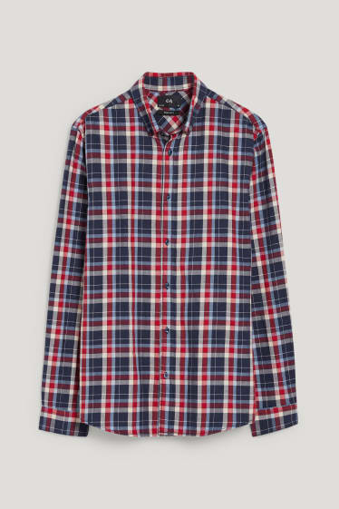 Herren - Pullover und Hemd - Regular Fit - Button-down - bordeaux