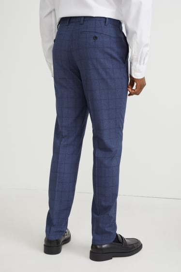 Hommes - Pantalon de costume - coupe droite - à carreaux - bleu foncé