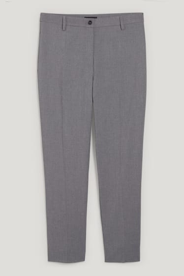 Damen - Business-Hose - Mid Waist - Slim Fit - grau-melange