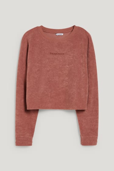 Clockhouse Girls - CLOCKHOUSE - cropped terry cloth sweatshirt - terracotta