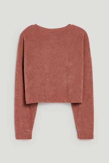 Clockhouse Girls - CLOCKHOUSE - cropped terry cloth sweatshirt - terracotta