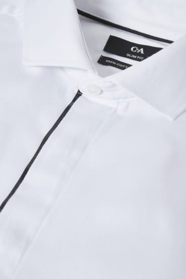 Uomo - Camicia business - slim fit - colletto alla francese - facile da stirare - bianco