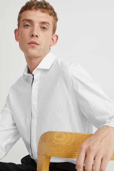Hommes - Chemise de bureau - slim fit - col cutaway - facile à repasser - blanc