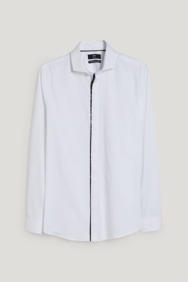 Uomo - Camicia business - slim fit - colletto alla francese - facile da stirare - bianco