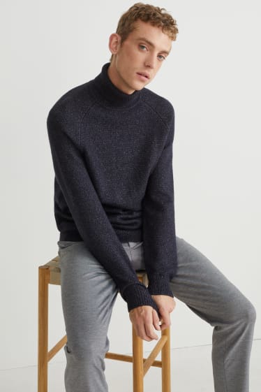 Hommes - Pull à col roulé - bleu foncé