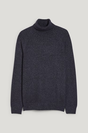 Hommes - Pull à col roulé - bleu foncé