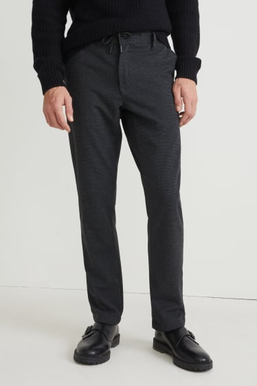 Herren - Hose - Tapered Fit - Flex - LYCRA® - kariert - grau-melange