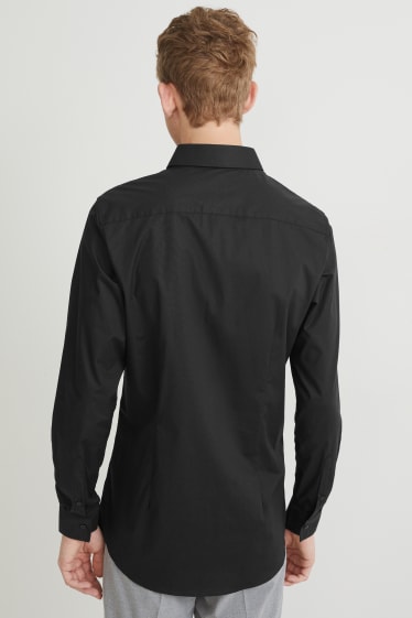 Herren - Businesshemd - Body Fit - Cutaway- Flex - Bio-Baumwolle - schwarz