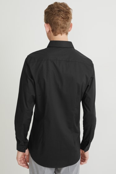 Heren - Business-overhemd - body fit - cut away - Flex - zwart