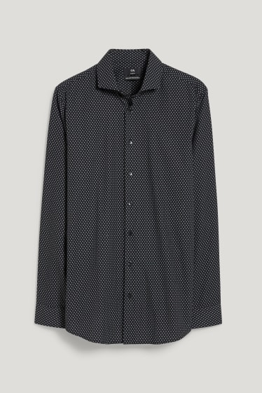 Uomo - Camicia business - slim fit - colletto alla francese - facile da stirare - fantasia - nero