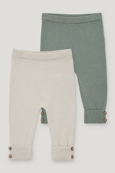 Baby Boys - Set van 2 - gebreide babybroek - beige / groen