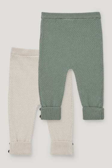 Baby Boys - Set van 2 - gebreide babybroek - beige / groen