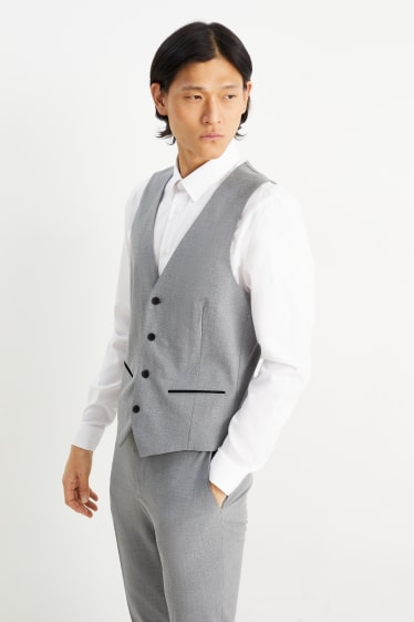 Pánské - Obleková vesta - slim fit - Flex - LYCRA® - světle šedá-žíhaná