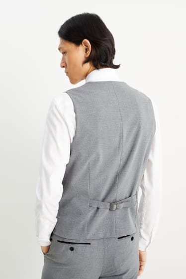 Pánské - Obleková vesta - slim fit - Flex - LYCRA® - světle šedá-žíhaná