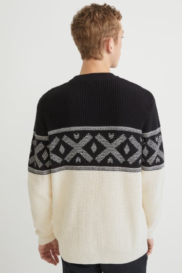 Herren - Pullover - recycelt - schwarz / weiß