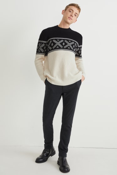 Herren - Pullover - recycelt - schwarz / weiß
