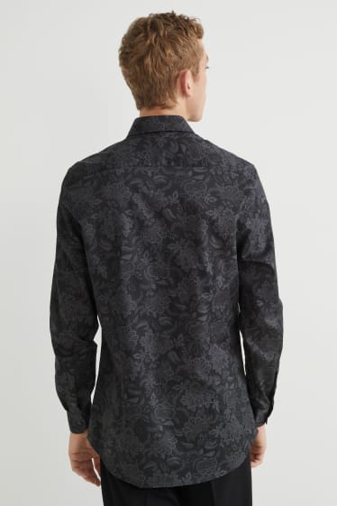 Uomo - Camicia business - slim fit - colletto alla francese - facile da stirare - fantasia - nero