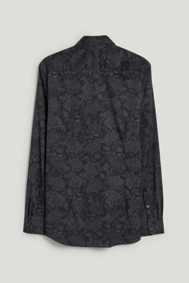 Uomo - Camicia business - slim fit - colletto alla francese - facile da stirare - fantasia - nero