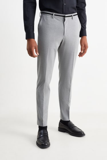 Pánské - Oblekové kalhoty - slim fit - Flex - LYCRA® - světle šedá-žíhaná