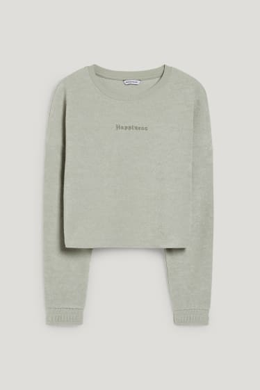 Clockhouse Girls - CLOCKHOUSE - cropped terry cloth sweatshirt - mint green