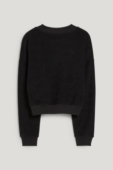 Clockhouse Girls - CLOCKHOUSE - terry cloth zip-through sweatshirt - black