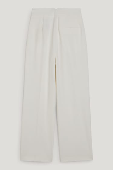 Damen - Stoffhose - High Waist - Wide Leg - weiß