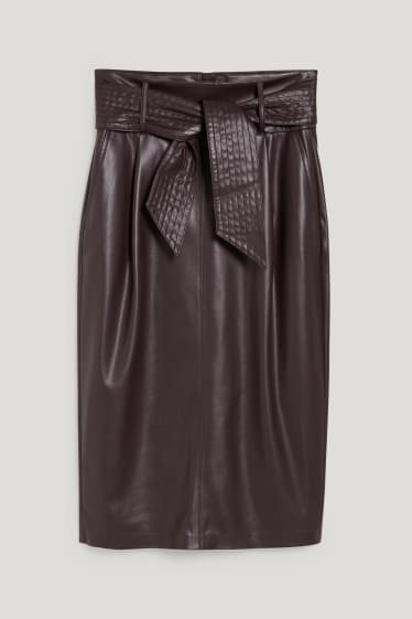 Donna - Gonna - similpelle - marrone