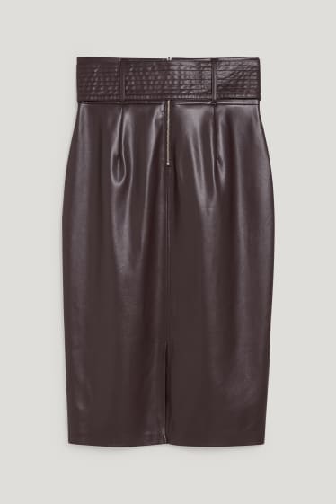 Donna - Gonna - similpelle - marrone