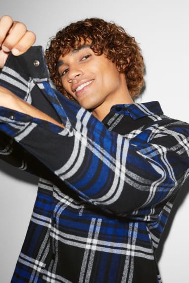 Clockhouse nen - CLOCKHOUSE - camisa de franel·la - relaxed fit - coll kent - quadres - blau/negre