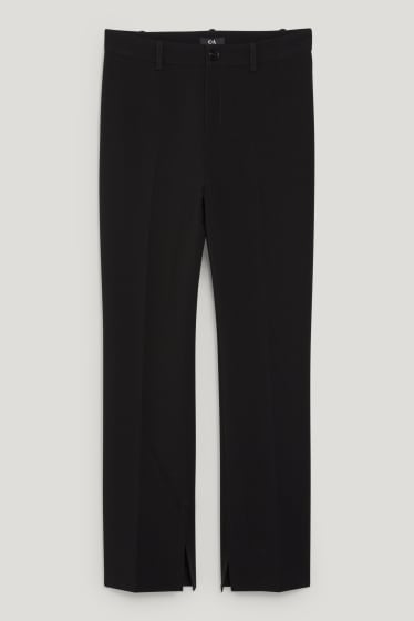 Femmes - Pantalon de toile - mid waist - straight fit - noir
