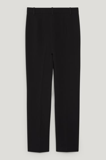 Femmes - Pantalon de toile - mid waist - straight fit - noir