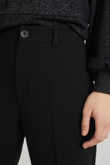 Femmes - Pantalon de toile - mid waist - straight fit - noir