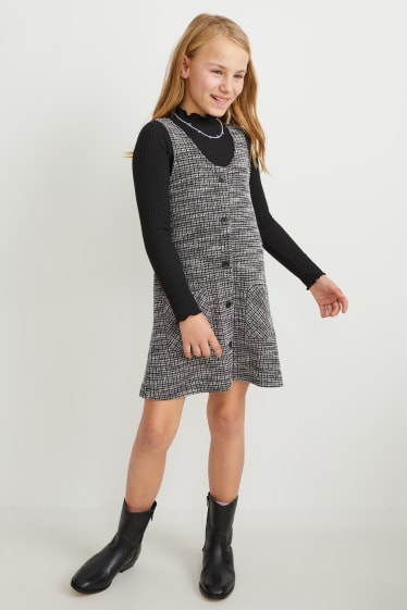Kids Girls - Komplet - sukienka bouclé i koszulka z długim rękawem - 2 części - czarny