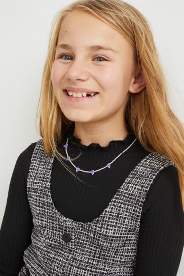 Kids Girls - Komplet - sukienka bouclé i koszulka z długim rękawem - 2 części - czarny