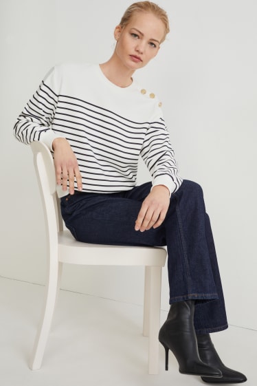 Women - Sweatshirt - striped - cremewhite