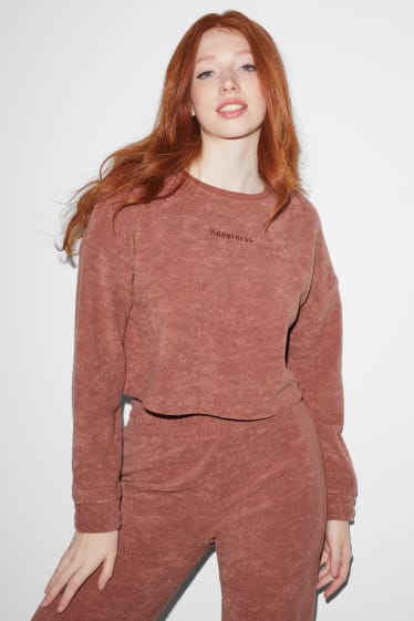 Clockhouse Girls - CLOCKHOUSE - cropped terry cloth sweatshirt - terracotta