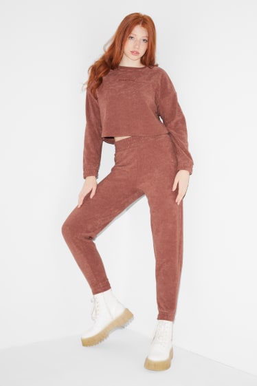 Clockhouse Girls - CLOCKHOUSE - cropped terry cloth sweatshirt - terracotta