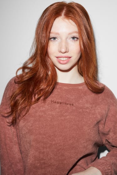Clockhouse Girls - CLOCKHOUSE - cropped terry cloth sweatshirt - terracotta